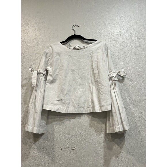 Free People So Obviously Yours Bell Sleeves Top Blouse in White MSRP $98 Size Xs - Picture 3 of 7